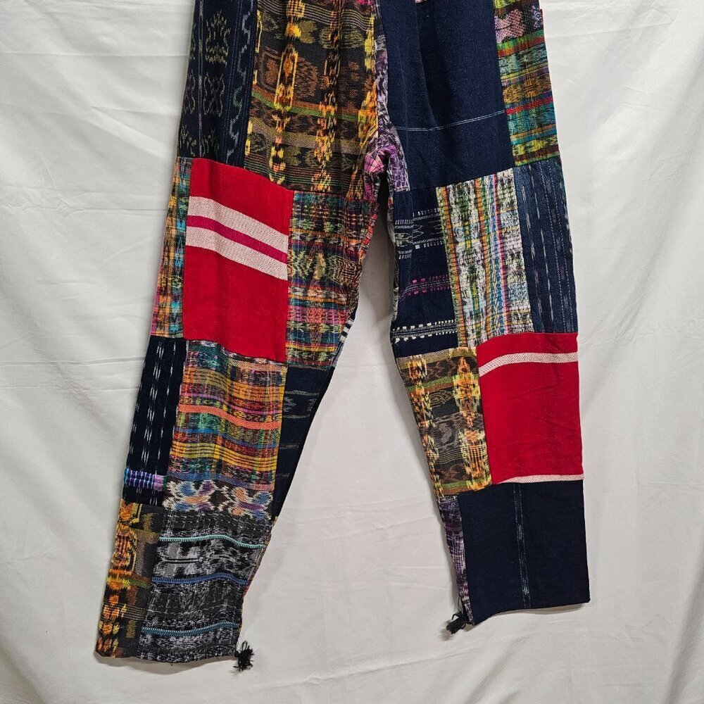 Guatemalan Boho Uniq Multicolor Multipattern Unisex Pants Woven Artsy Embroidery - Picture 8 of 15